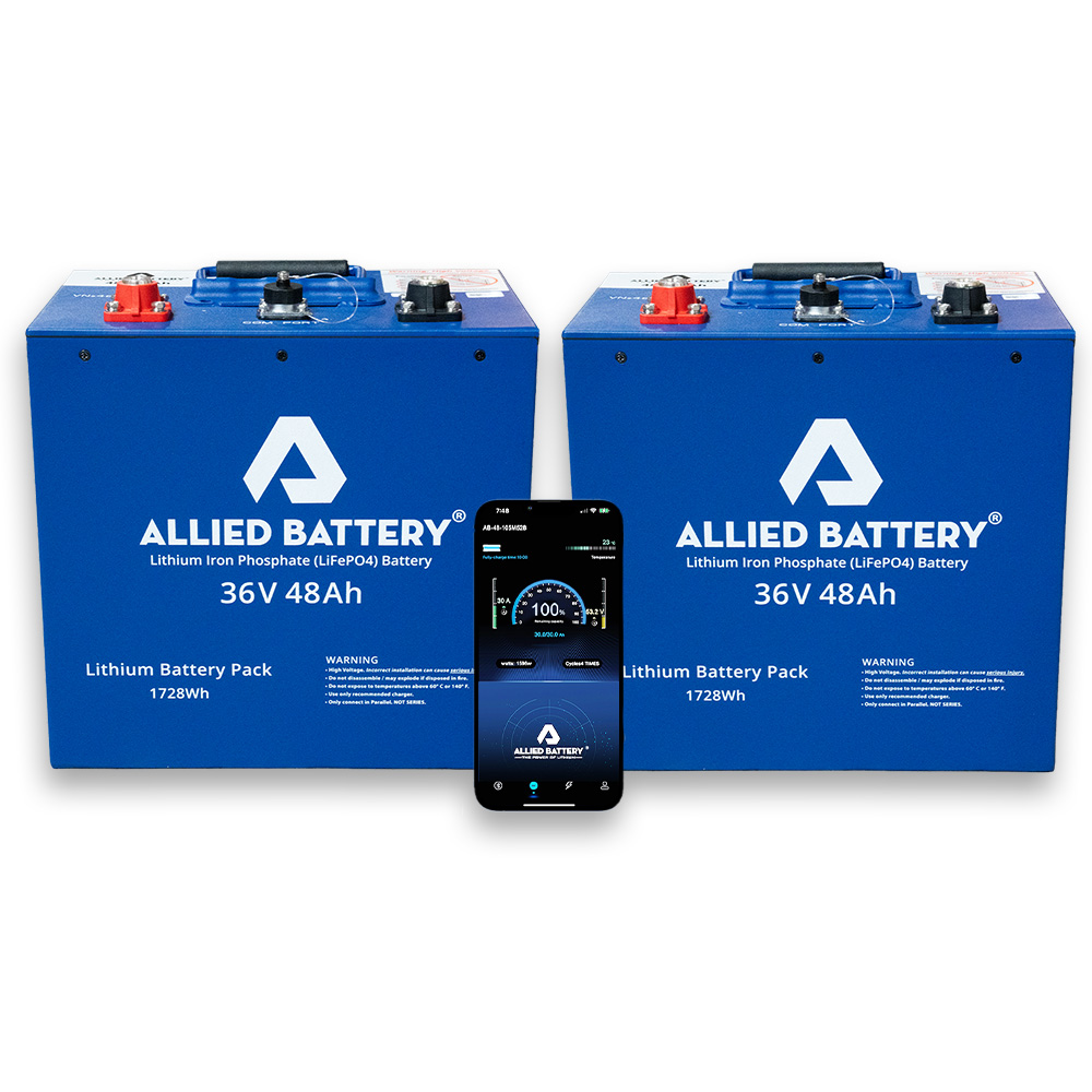 36V 48AH LiFePO4 Lithium Golf Cart Batteries - "Drop-in-Ready"