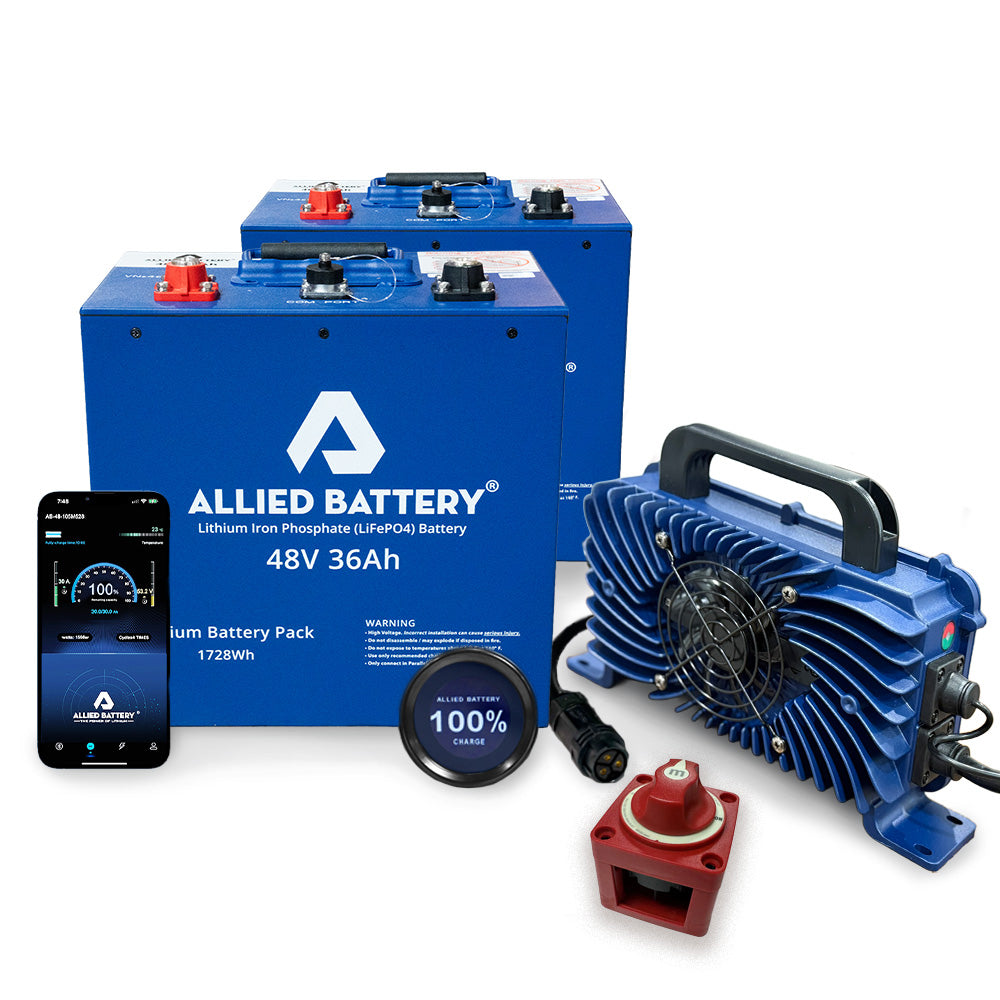 Allied 48V 36AH LiFePO4 Lithium Golf Cart Batteries - "Drop-in-Ready"